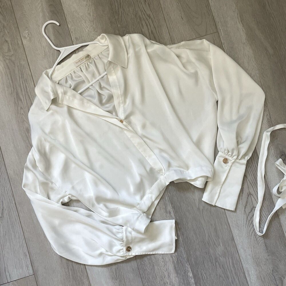 Ramy Brook Blouse heidi cropped satin womens Cream (medium) going out party chic